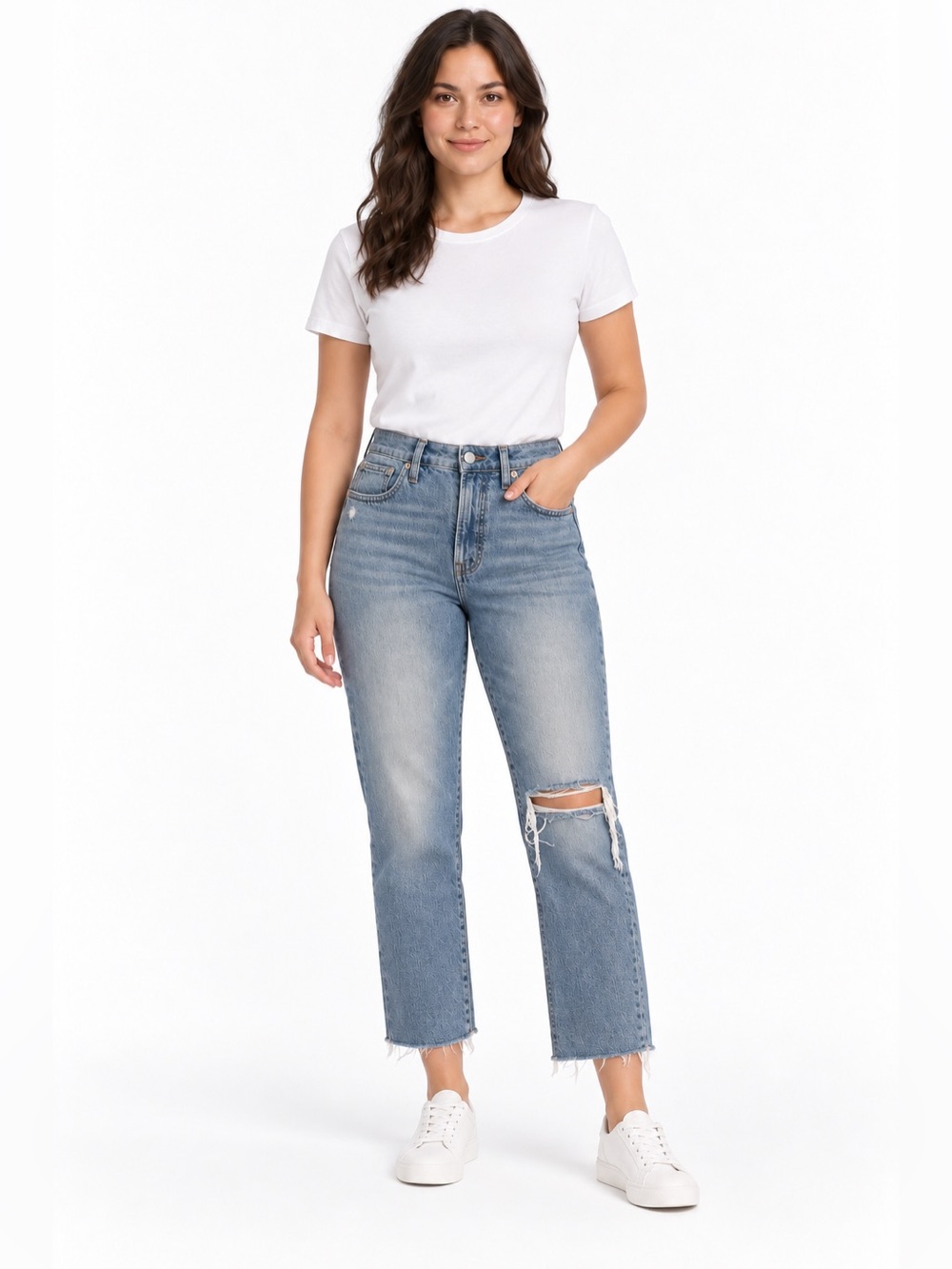 Madewell Curvy Perfect Vintage Jeans Size 27 Light Wash Distressed Crop